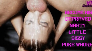 Sloppy Sissy Humiliation Gagging Deepthroat Caption GIF