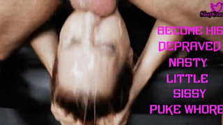 Sloppy Sissy Humiliation Gagging Deepthroat Caption GIF