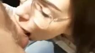 Oral NSFW Glasses Eye Contact Deepthroat Brunette Blowjob GIF