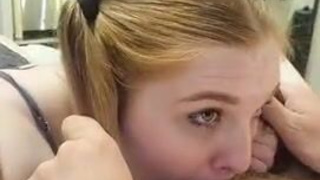 Redhead Pigtails Deepthroat GIF