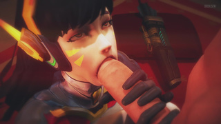 У Hanzo большой хуй, но D.Va все равно старается его сосать