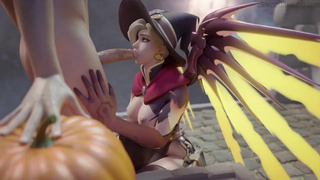 Mercy сосет большой хуй бойфренда на Хэллоуин