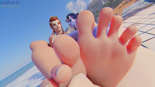 Brigitte and Widowmaker foot fetish POV