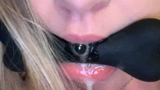 Spit Gagged Blowjob GIF