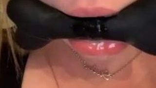 Spit Gagged Blowjob GIF