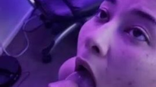 Tattoo Sucking Gagging Freckles Deepthroat Boobs Blowjob Big Dick Asian GIF