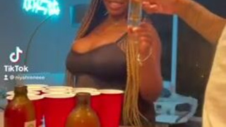 Thick Party Gagging Ebony Couple Ebony GIF