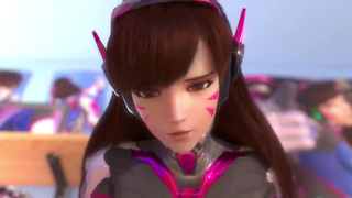 D.Va скачет на члене другого персонажа из игры Overwatch