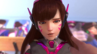 D.Va скачет на члене другого персонажа из игры Overwatch