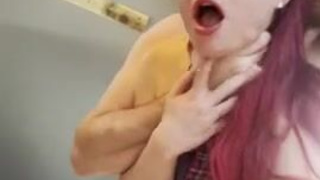 Schoolgirl Redhead Real Couple Pigtails Pain Hardcore Gagged Forced Face Slapping Couple Choking BDSM Anal Amateur GIF