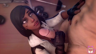 Мулатка Pharah лижет хуец другого персонажа из OverWatch