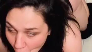 Thong Face Fuck Deepthroat Brunette Blowjob Big Ass BWC BBW GIF