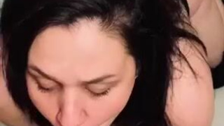 Thong Face Fuck Deepthroat Brunette Blowjob Big Ass BWC BBW GIF