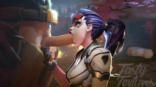 Хуесоска Widowmaker старается заглотить большой хуй