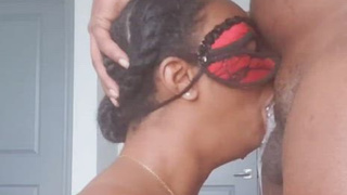 Nerd Ebony Couple Ebony Deepthroat Cute Blowjob BBC GIF