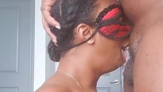 Nerd Ebony Couple Ebony Deepthroat Cute Blowjob BBC GIF