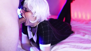 Teen Sloppy Goth Glasses Emo Deepthroat Cute College Blowjob Blonde GIF