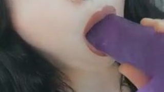 Sucking Spit Pretty Goth Gagging Dripping Dildo Cute Big Tits Alt GIF