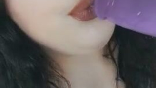 Sucking Spit Pretty Goth Gagging Dripping Dildo Cute Big Tits Alt GIF