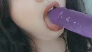 Sucking Spit Pretty Goth Gagging Dripping Dildo Cute Big Tits Alt GIF