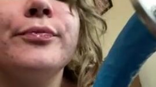 Throat Fuck Spit Gagging Fucking Machine Dildo Deepthroat Chubby Blonde BBW GIF