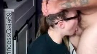 Throat Fuck Tattoo Spit Real Couple Oral OnlyFans Hairy Gagging Female Domination Deepthroat Brunette Blowjob Bathroom GIF