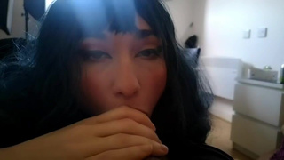 OnlyFans Green Eyes Gagging Eye Contact Deepthroat Blue Blowjob Alt GIF