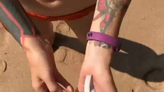 Tiny Tattoo Public Petite Outdoor Deepthroat Blowjob Beach Asian Alt GIF