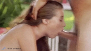 Outdoor Deepthroat Brunette Blowjob GIF