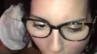 Homemade Glasses Gagging CFNM Blowjob Amateur GIF