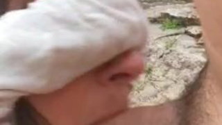 Outdoor Girlfriend Freeuse Deepthroat Couple Cock Blowjob Blindfolded Amateur GIF