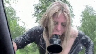 Outdoor Dildo Deepthroat GIF