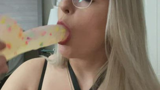 Pierced Deepthroat Blonde GIF