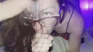 Glasses Deepthroat Blowjob GIF